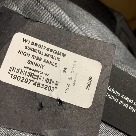 rag & bone high rise ankle skinny jeans in Gunmetal. Size 24. NWT - Picture 16 of 16